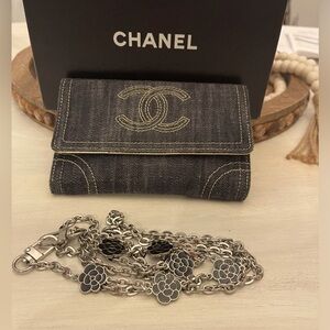 EUC CHANEL Denim Clutch Wallet.
